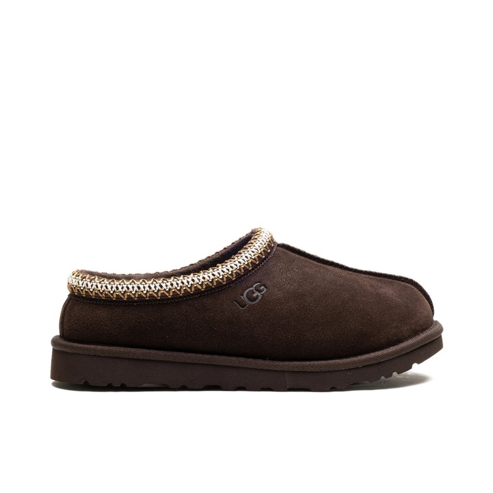 UGG Tasman Slippers Women Size 8 Chocolate Brown Excellent Suede Sheepskin Lined